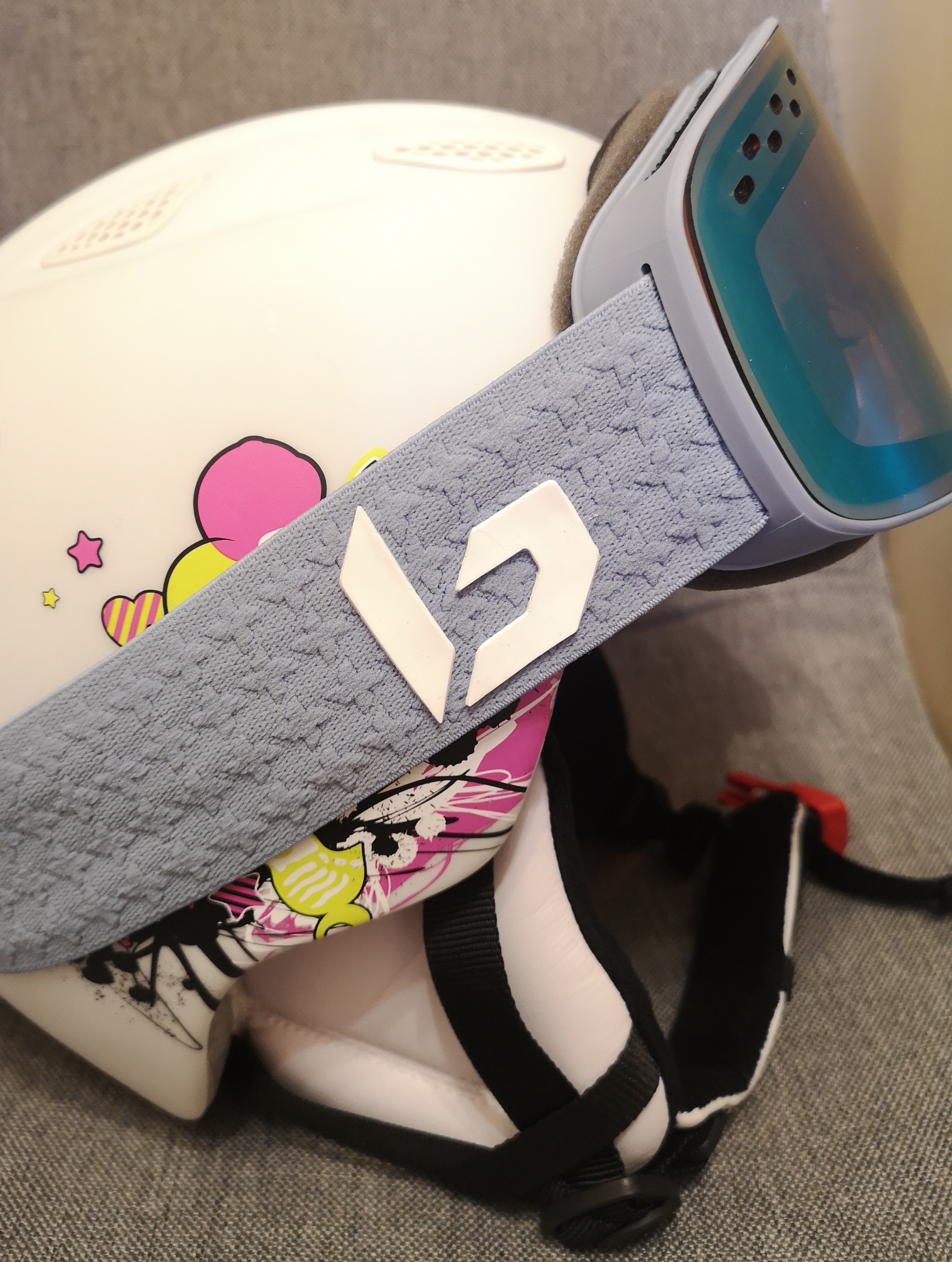Brille auf Helm