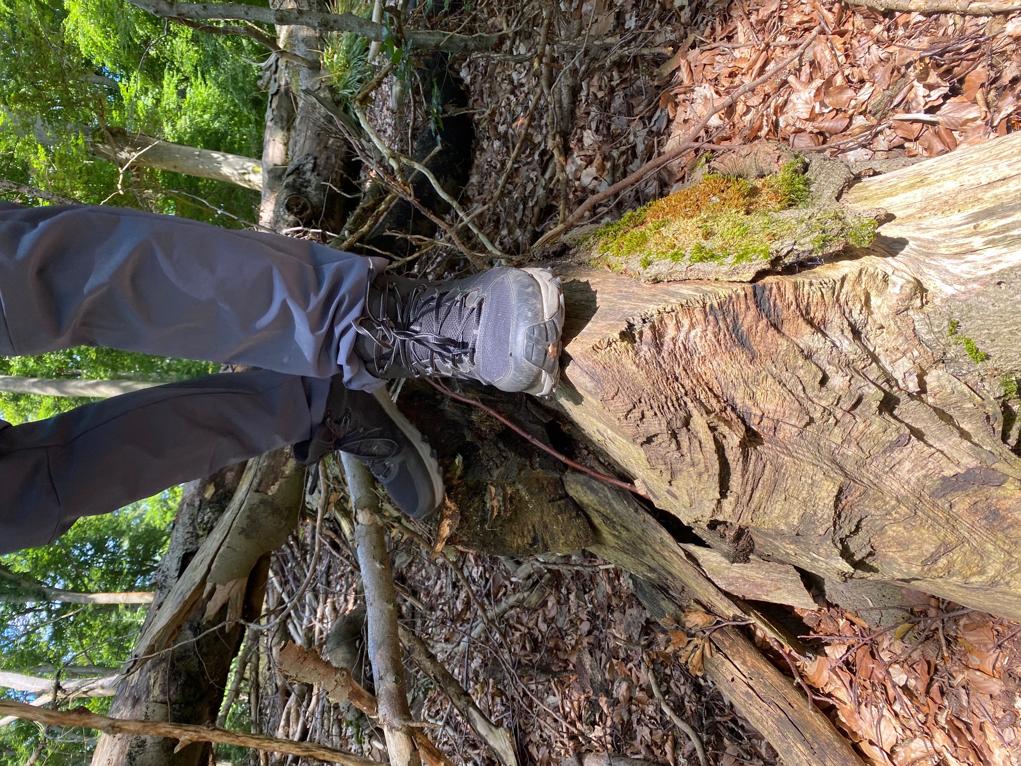 Schuh auf dünner Trittfläche