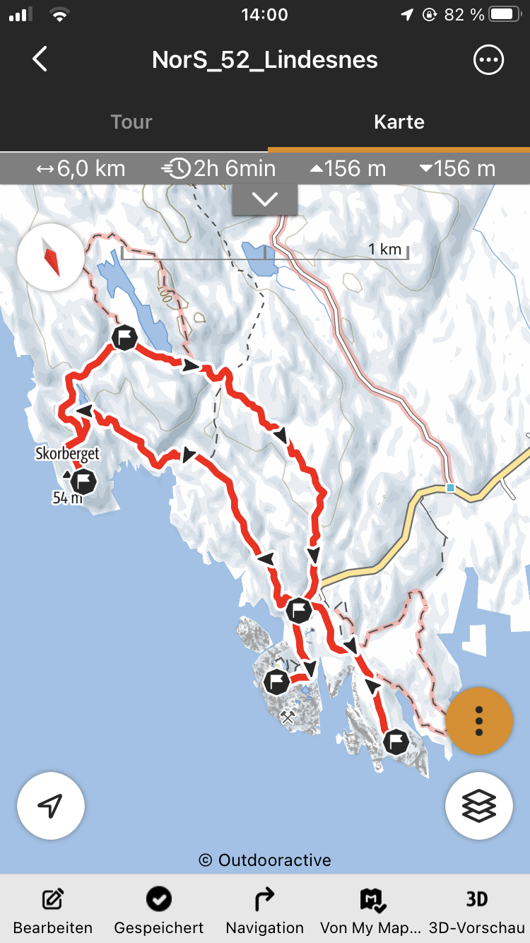 Die Karte des GPS Tracks in der Alpenvereinsapp