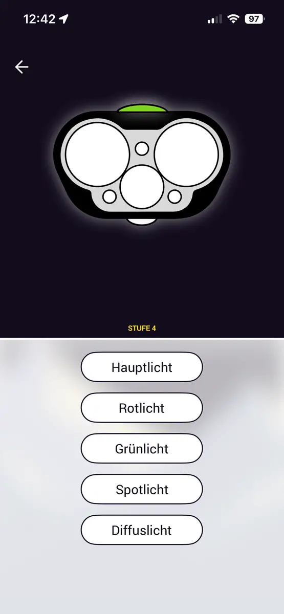 App Wahl Leuchtmodi