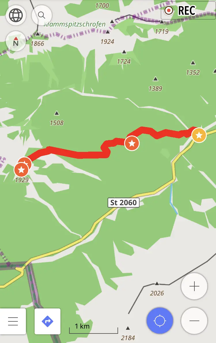Die Route in der OsmAnd App