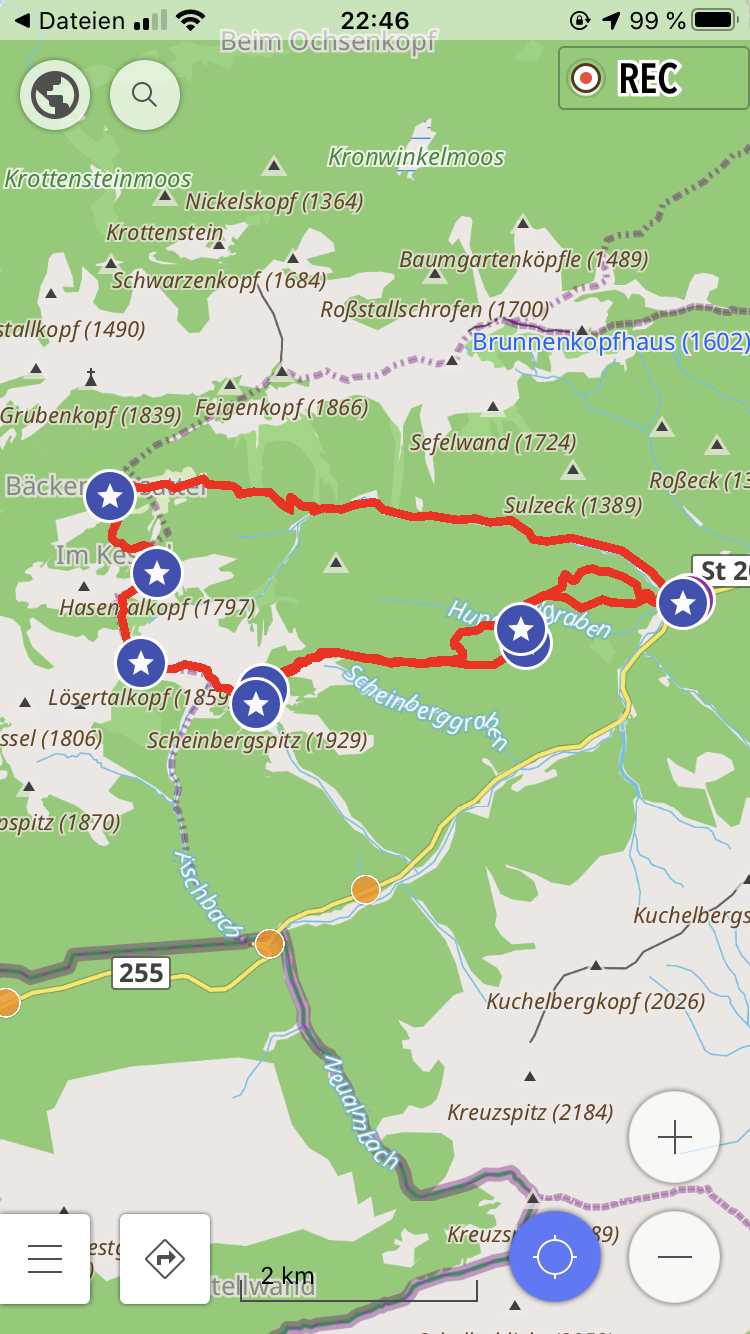 Karte der Tour in OsmAnd