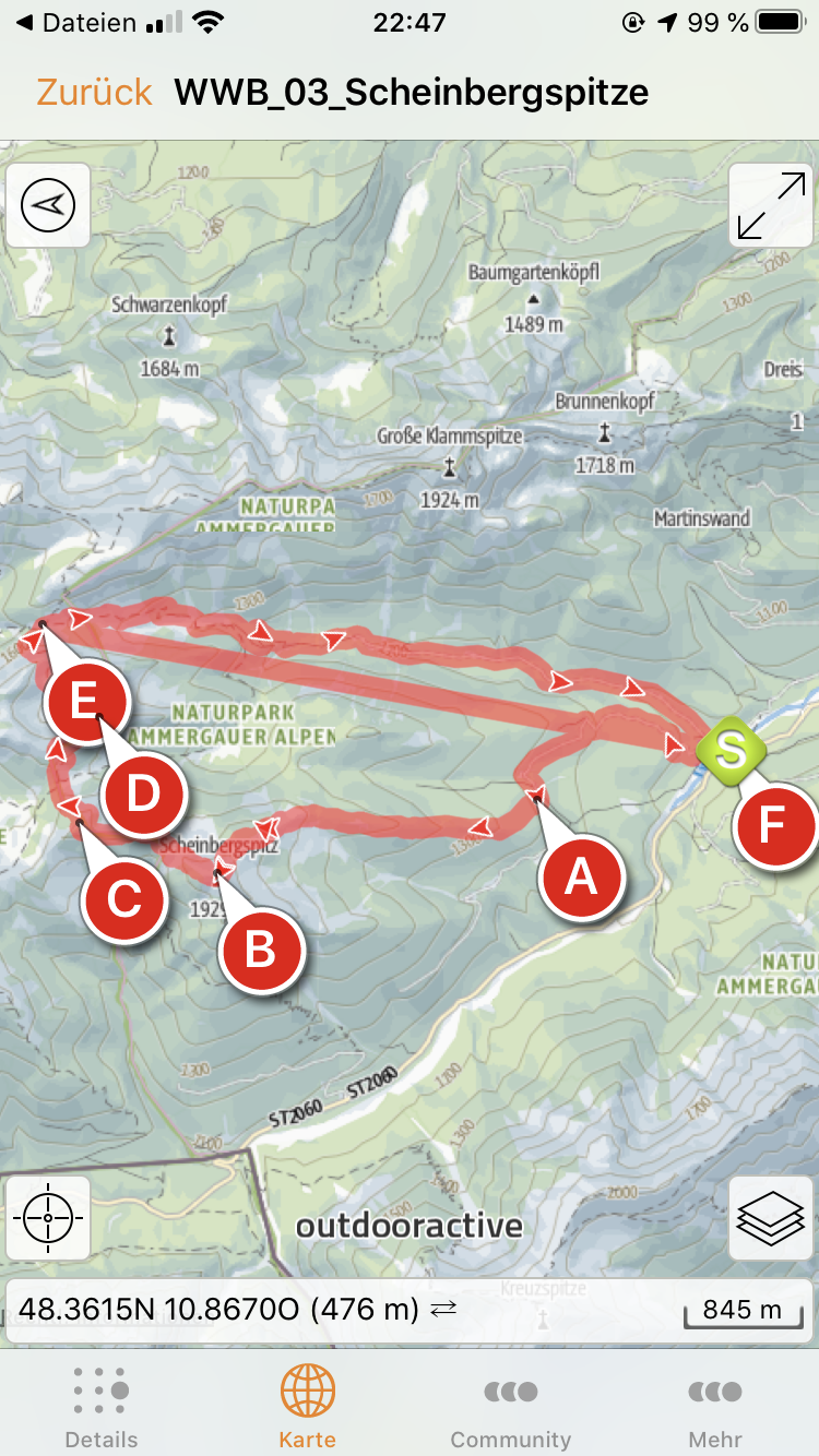 Karte der Tour in Alpenvereinaktiv