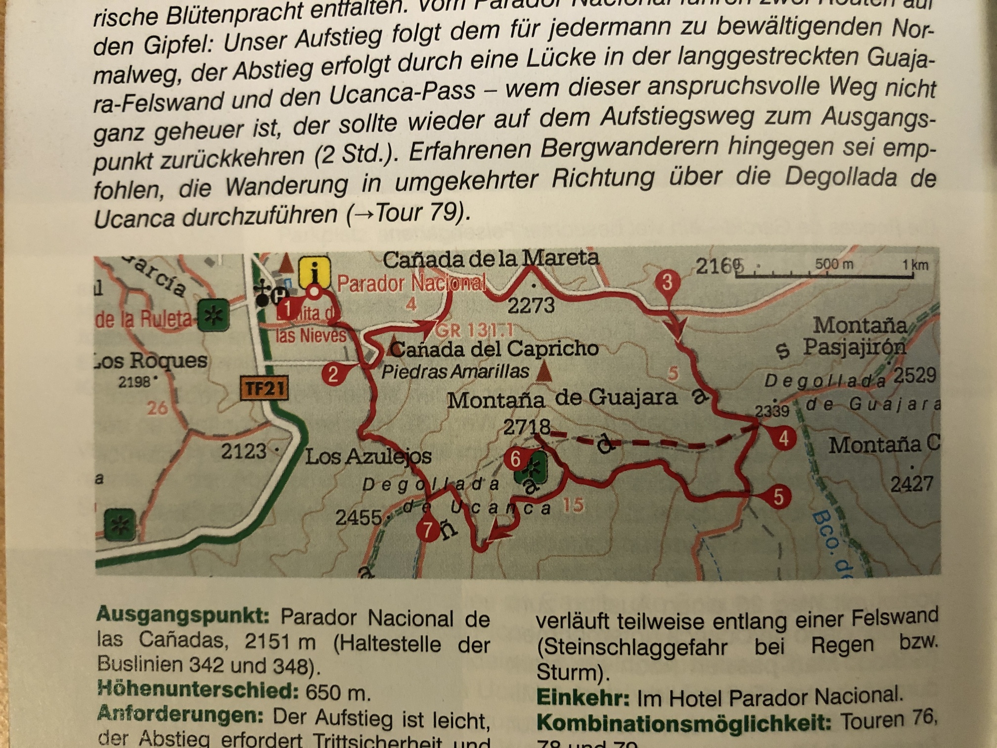 Kartenausschnitt einer Tour