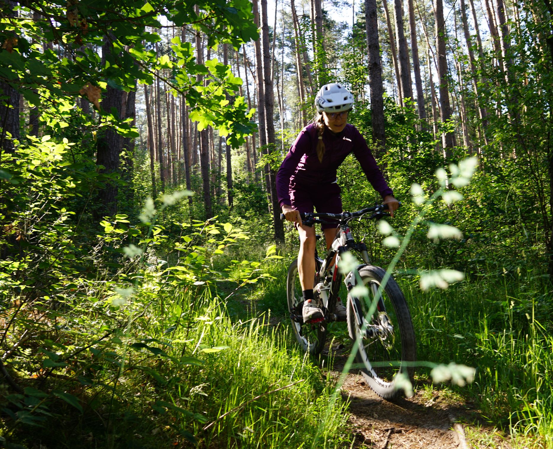 beim Biken in Wald und Wiese