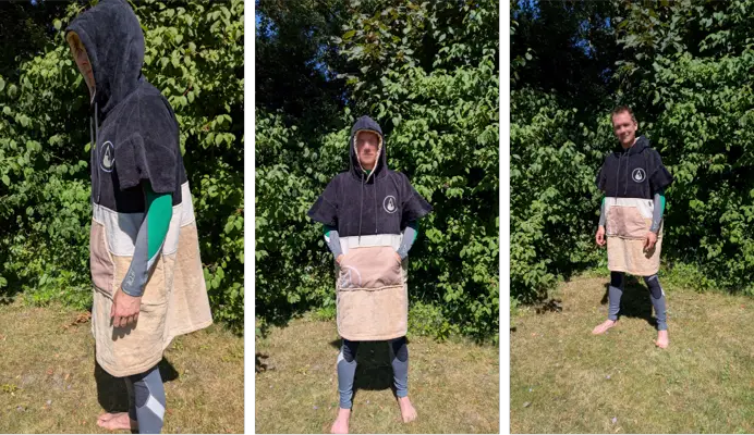 Poncho über Neoprenanzug