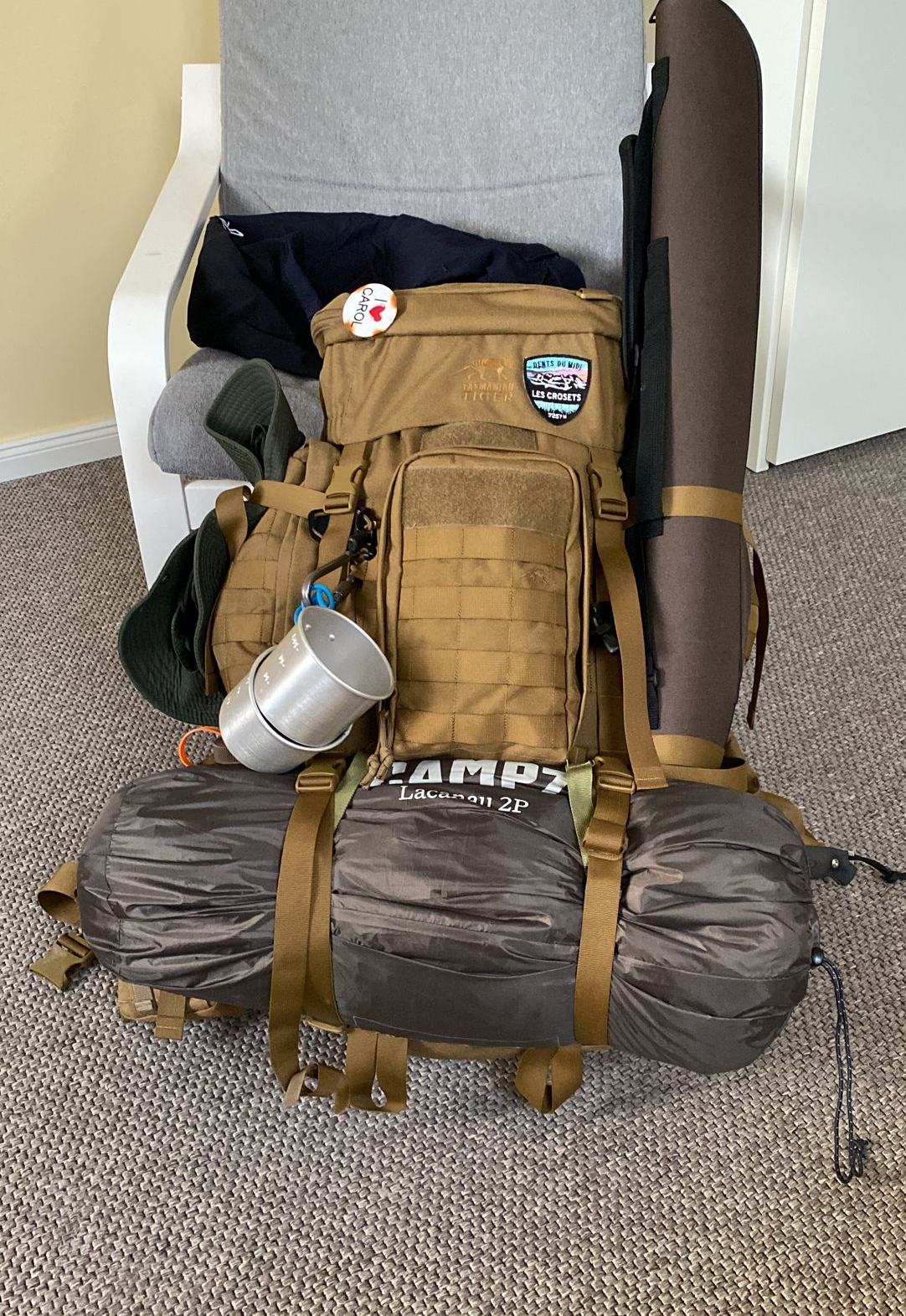 Rucksack gepackt