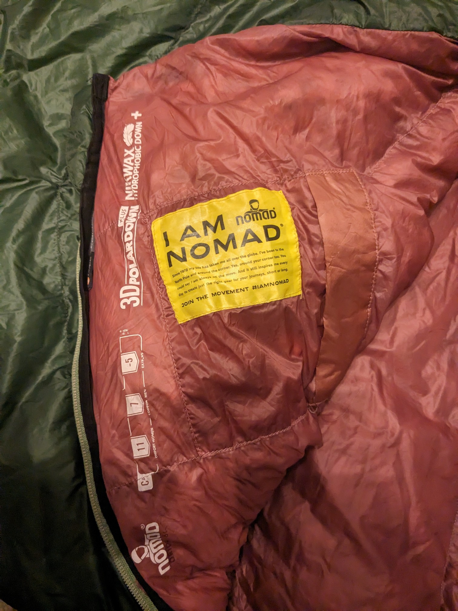 Auf dem Bild ist die Innentasche des Schlafsacks zu sehen 