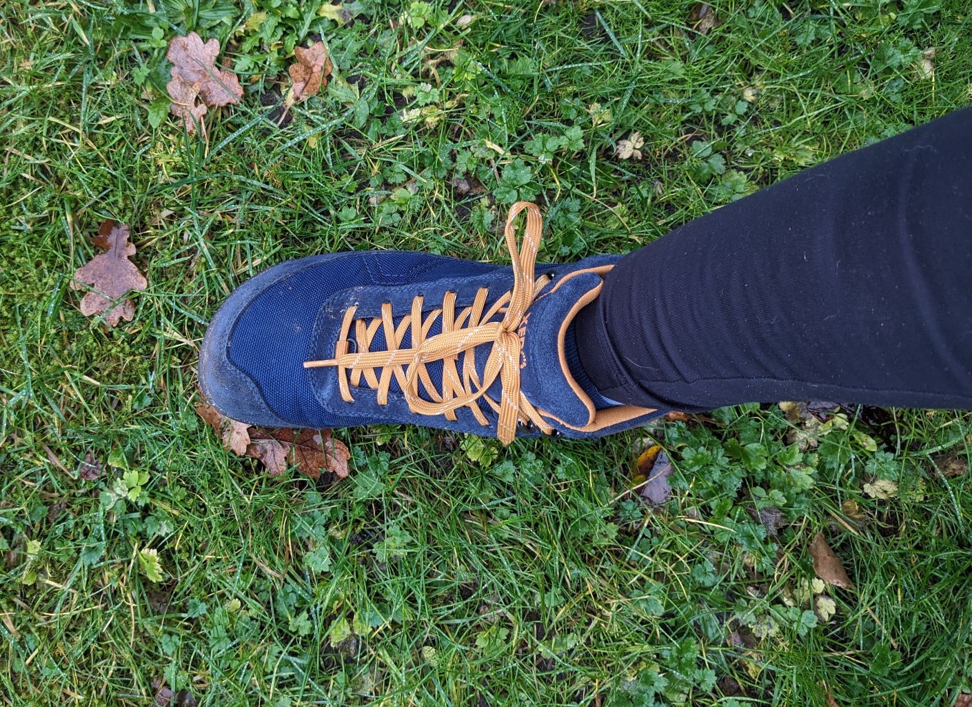 Schuh am Fuß von oben