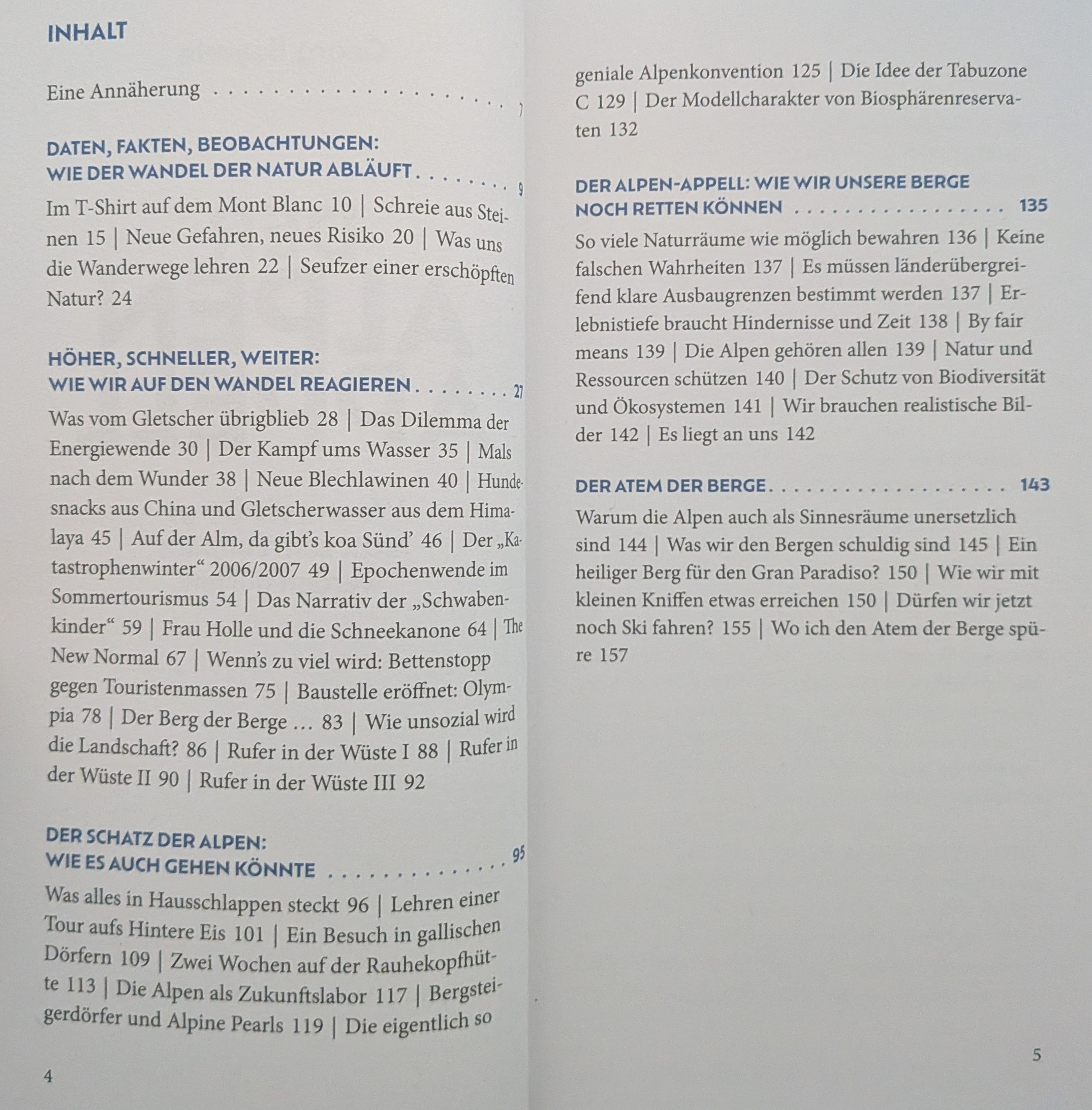 Auszug aus der Kapitelübersicht