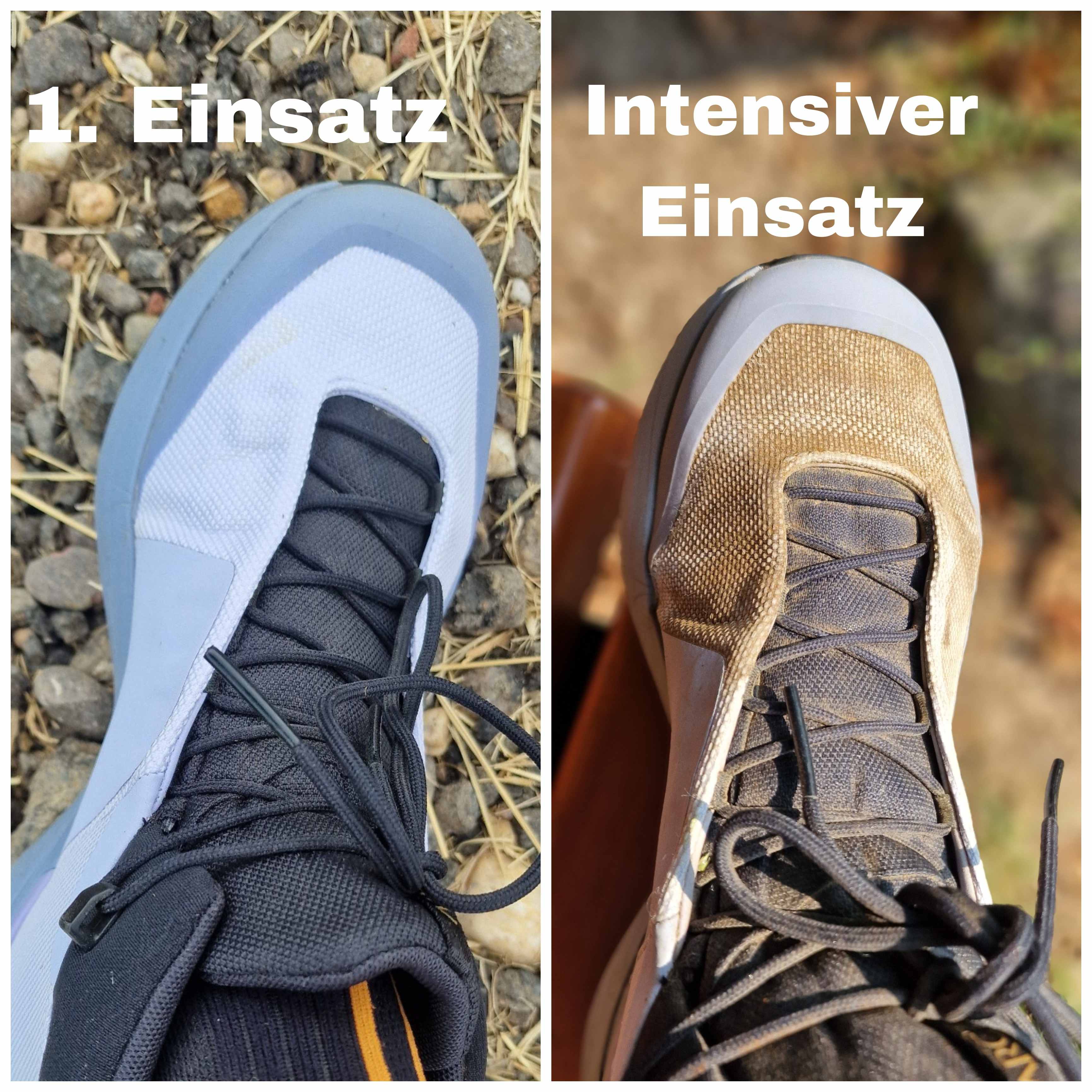 Helle Wanderschuhe sind, was ja kein Wunder ist, sehr anfällig für unschöne Flecken.