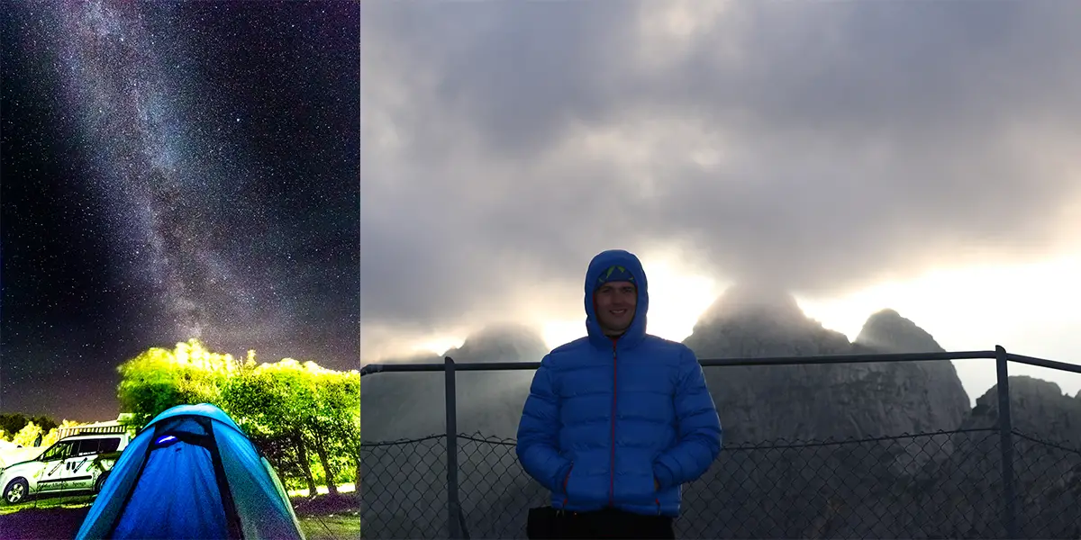 Produkt-Tester Klosius unter den Sternen und im Regen