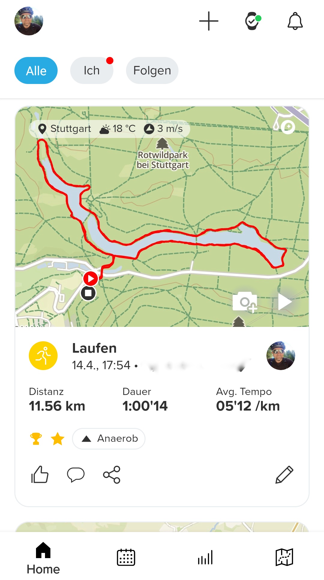 Aufgezeichnete Trainingsstrecke