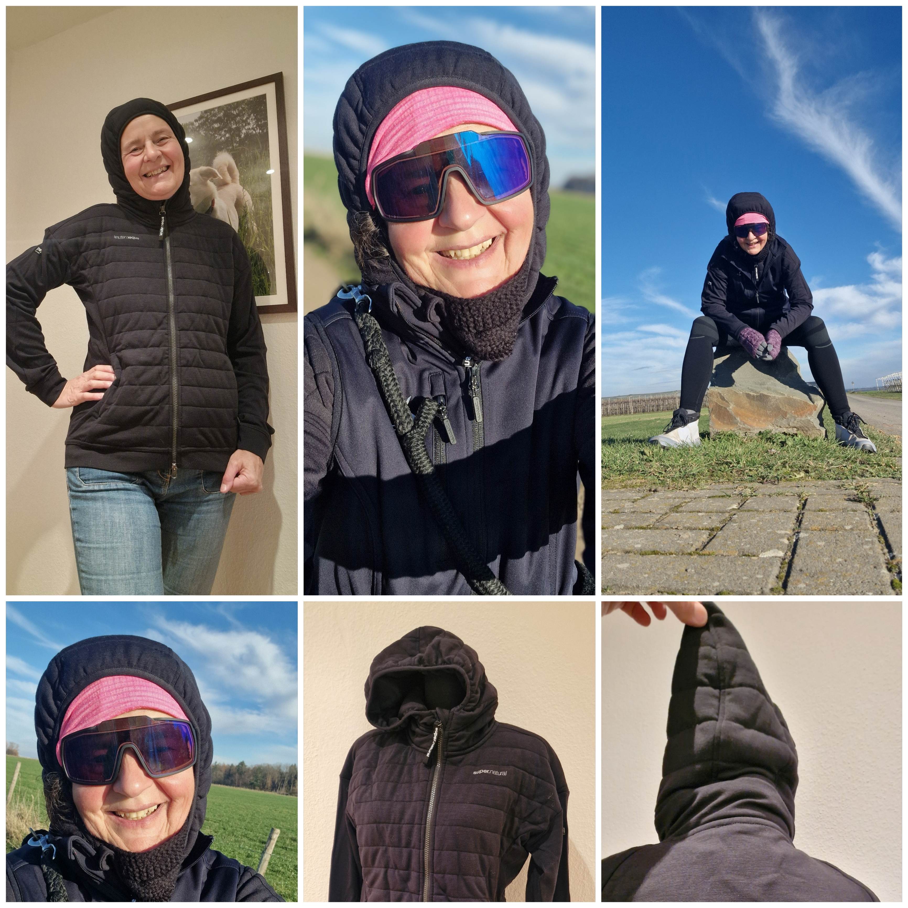 Auch mit Warmen Base-Layer und Mütze oder Stirnband unter der Kapuze sitzt die Jacke rundum gut.