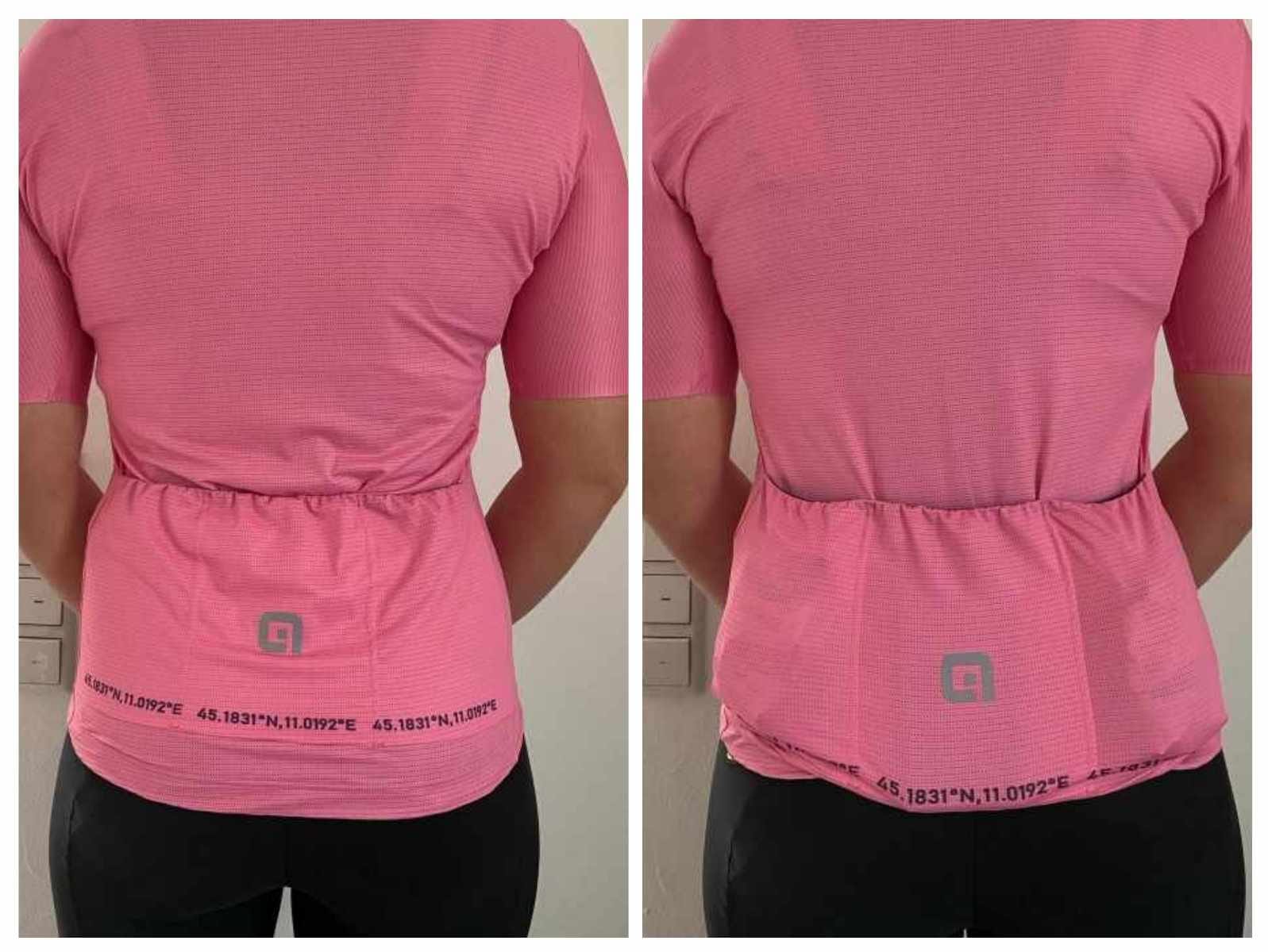 das Trikot im Vergleich mit leeren Taschenund vollen Taschen