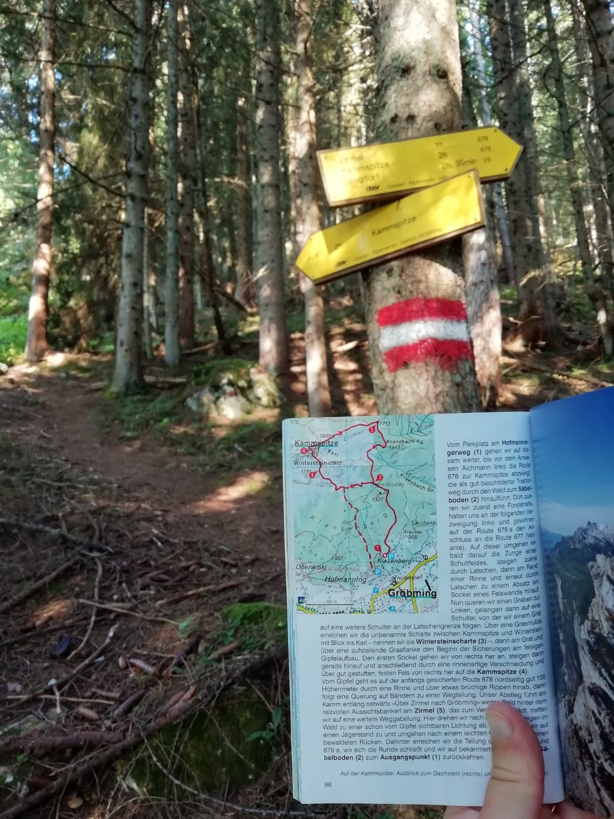 Wegweiser zu Beginn der Route