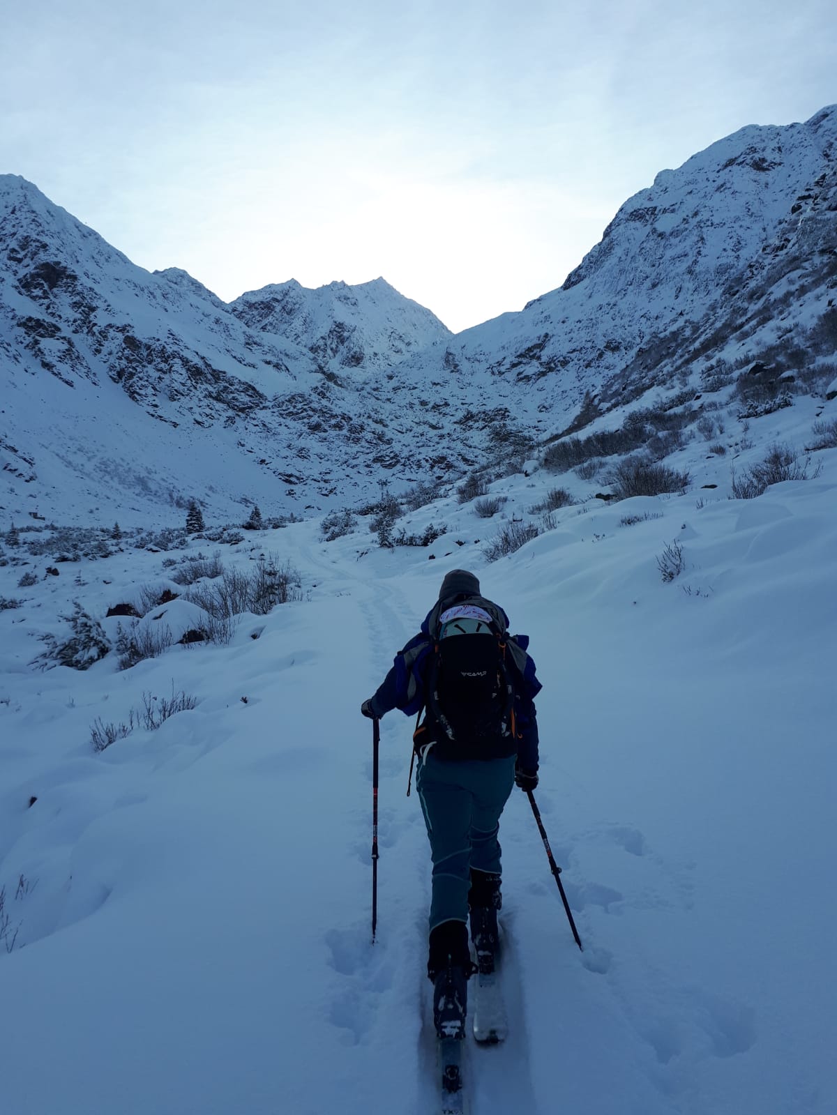 Skitourengeher von hinten