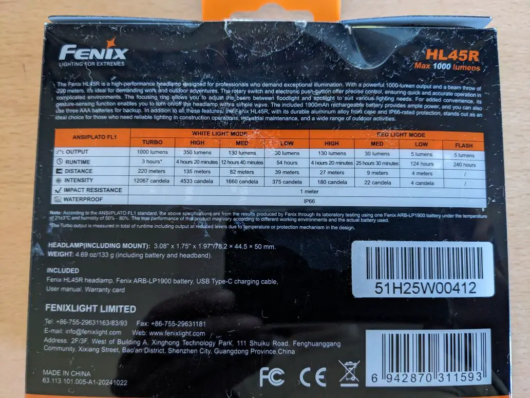 Verpackung Rückseite