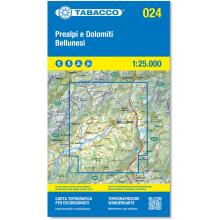 Tabacco Prealpi e Dolomiti Bellunesi 024 Wanderkarte