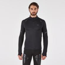 Laufshirt langarm Herren halber Reißverschluss - Run 500 Warm schwarz