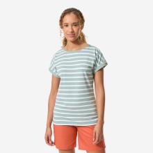 Segelshirt kurzarm Damen 100 khaki/weiß
