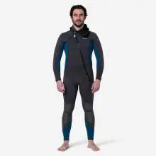 Neoprenanzug mit Kopfhaube Tauchen Herren 500 5 mm schwarz/blau