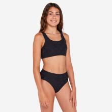 Bikini-Set Surfen Mädchen Bustier hoher Taillenbund 500 Lao Miami schwarz