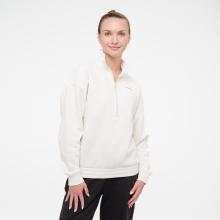 Sweatshirt Damen Kragen mit Zipp Baumwolle - weiß