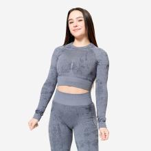 Langarmshirt Damen Crop Top - grau