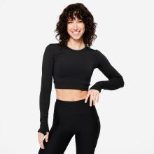 Langarmshirt Damen - 500 schwarz
