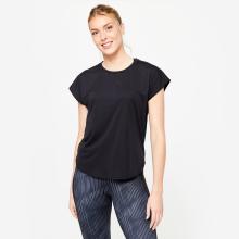 T-Shirt Damen Fitness Cardio weit - schwarz