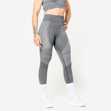 Leggings mit hoher Taille und Smartphonetasche Fitness seamless Damen - grau