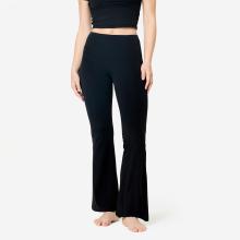 Leggings Schlaghose Damen Yoga und Pilates weich und dehnbar, Breathe schwarz