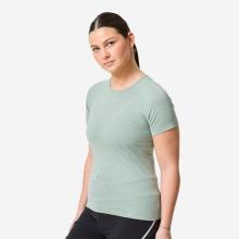 Laufshirt kurzarm Trailrunning Damen nahtlos - Run 500 Comfort hellgrün