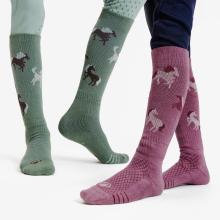 Reitsocken 500 Kinder Motiv grün/lila