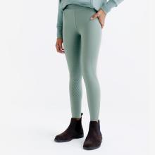 Reitleggings 500 Full Grip Kinder graugrün