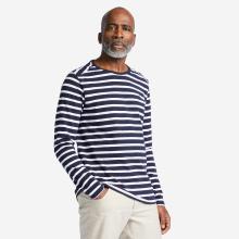 Segelshirt Herren langarm 100 blau/weiss