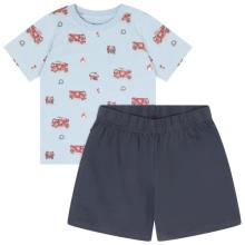 Minymo - Kid's T-Shirt+Short Set AOP 134356 - Overall Gr 92 blau/grau
