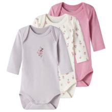 Name it - Kid's NBFBody L/S Flower 3-Pack - Alltagsunterwäsche Gr 50 grau