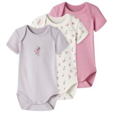 Name it - Kid's NBFBody S/S Flower 3-Pack - Alltagsunterwäsche Gr 50 grau