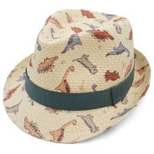 maximo - Kid's Mini Boy-Trilby Dinosaurier Allover Futter - Hut Gr 51 cm beige