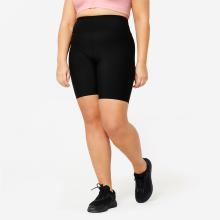 Radlerhose mit hohem Taillenbund Fitness große Grösse schwarz