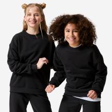 Sweatshirt Kinder Rundhalsausschnitt Molton - schwarz