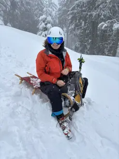 Beim Rodeln mit dem Helm